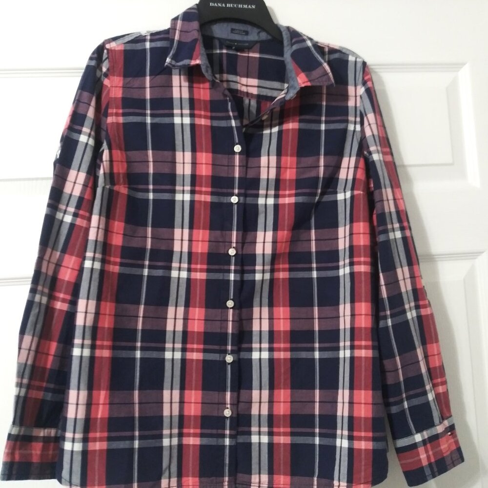 Tommy Hilfiger Girls Long Sleeve Button  Shirt Size L/G 100% Cotton
